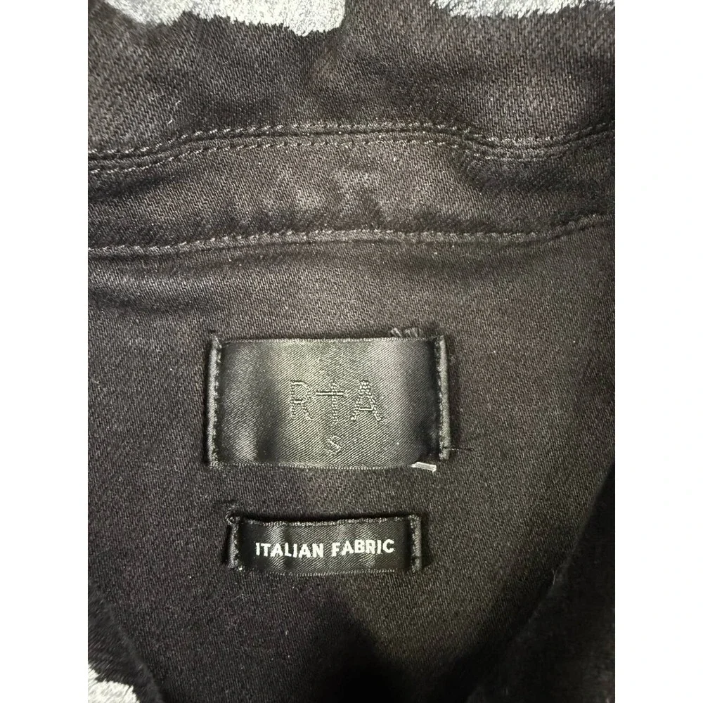 RTA Black White Elmer Denim Jacket Men's Size Small Itallian Fabric